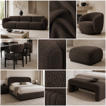 BUCKLEBERRY - Boucle Upholstery Fabric- Coffee Bean