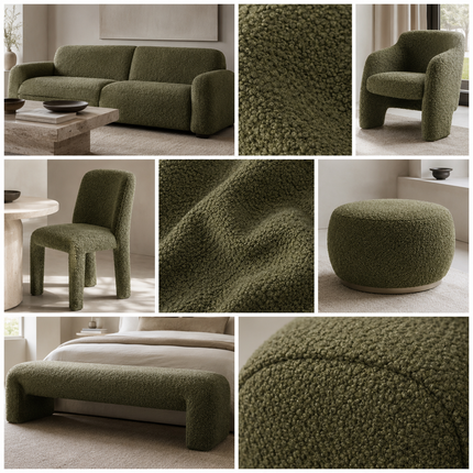 BUCKLEBERRY - Boucle Upholstery Fabric- Olive