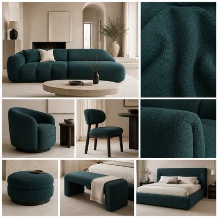 BUCKLEBERRY - Boucle Upholstery Fabric- Deep Teal