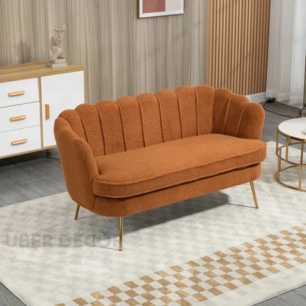 Thalia 59" Loveseat- Butterfly Style Tufted Back Upholstered 2 Seater Sofa with Golden Steel Legs