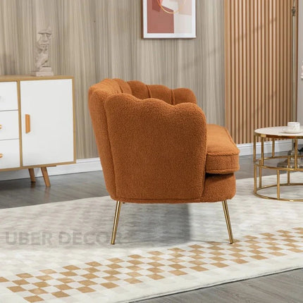 Thalia 59" Loveseat- Butterfly Style Tufted Back Upholstered 2 Seater Sofa with Golden Steel Legs