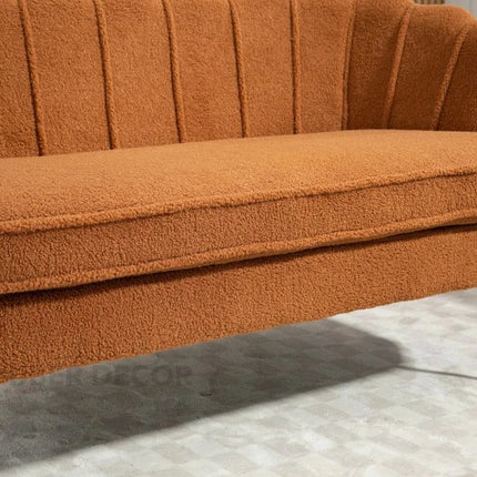 Thalia 59" Loveseat- Butterfly Style Tufted Back Upholstered 2 Seater Sofa with Golden Steel Legs
