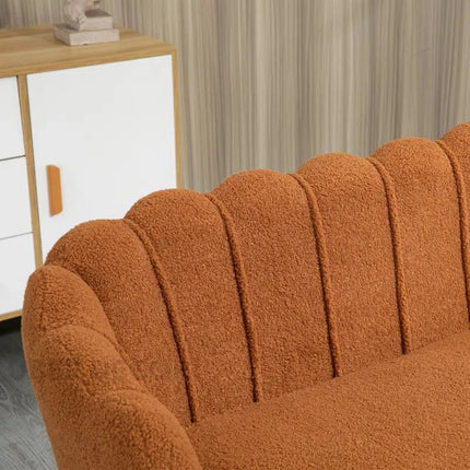 Thalia 59" Loveseat- Butterfly Style Tufted Back Upholstered 2 Seater Sofa with Golden Steel Legs