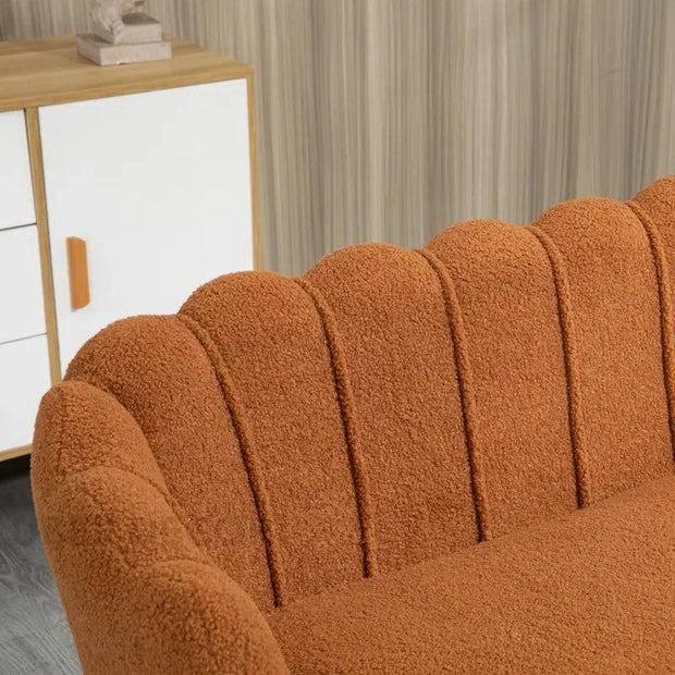 Thalia 59" Loveseat- Butterfly Style Tufted Back Upholstered 2 Seater Sofa with Golden Steel Legs - Uber Decor