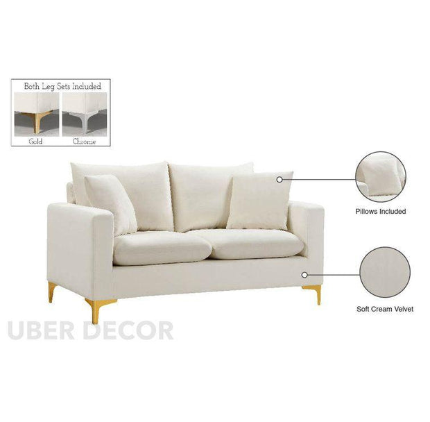 Zadar 58" Upholstered 2‑Seater Loveseat – Sleek Modern Sofa for Living & Lounge Spaces - Uber Decor