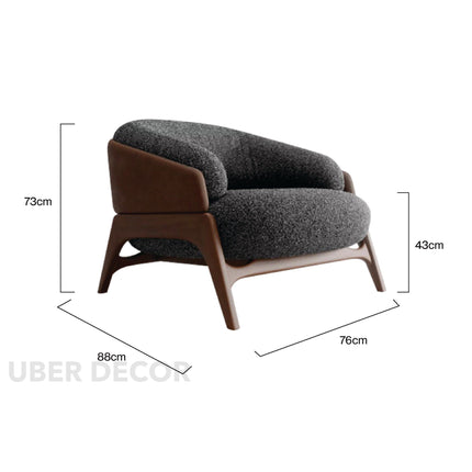 Lotus Nest Accent Chair Japandi Minimalist Scandinavian Solid Wood Legs Fixed Base Living Room Chair and Bedroom Chair