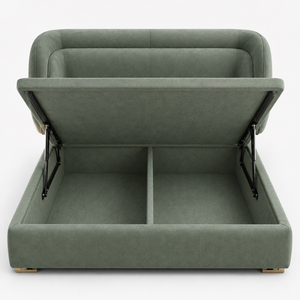 Silent Horizon Curved Platform Bed – Minimalist Luxury Bed
