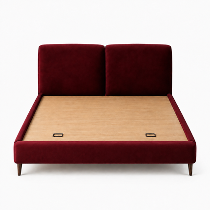 Snooze Line Wabi-Sabi Curved Bed – Japandi Minimalist Upholstered Bed for Modern Bedrooms