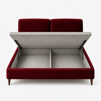 Snooze Line Wabi-Sabi Curved Bed – Japandi Minimalist Upholstered Bed for Modern Bedrooms