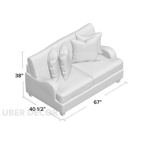 Malaga 67" Upholstered 2‑Seater Loveseat – Classic Cushion Sofa for Living & Lounge Spaces - Uber Decor