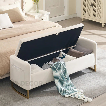 Norelle Contemporary Luxe Flip Top Storage Bench – Modern American-Inspired King Bed Companion for Bedroom & Lounge