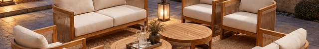 Sundrift Haven Teak Wood & Rope Outdoor Sofa Set, Japandi Patio Conversation Set for Garden, Terrace, Porch, Poolside & Lawn