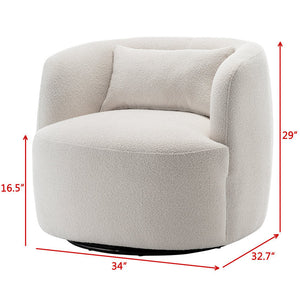Ariva Accent Chair- Large Wide Comfy Boucle Upholstered 360 Revolving Swivel Armchair for Any Room Size - Uber Decor