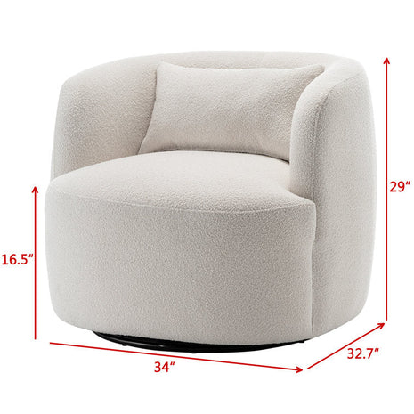 Ariva Accent Chair- Large Wide Comfy Boucle Upholstered 360 Revolving Swivel Armchair for Any Room Size - Uber Decor