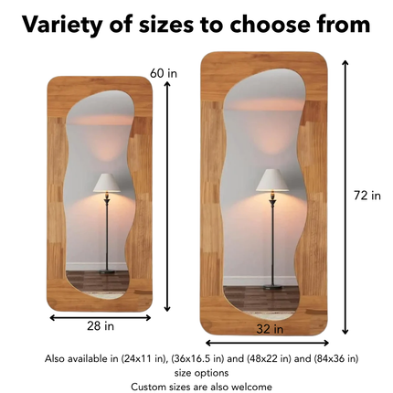 Asymmetry Twisted Timber Full-Length Mirror with Custom Wooden Frame - Uber Decor