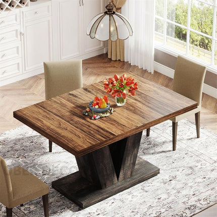 Gentlewood Dining Table Modern Mid Century Scandinavian Style With Solid Wood Legs for Dining Room Kitchen Dining Area