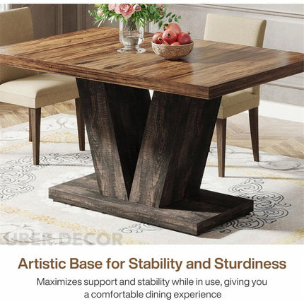 Gentlewood Dining Table Modern Mid Century Scandinavian Style With Solid Wood Legs for Dining Room Kitchen Dining Area