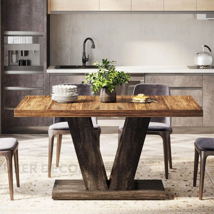 Gentlewood Dining Table Modern Mid Century Scandinavian Style With Solid Wood Legs for Dining Room Kitchen Dining Area
