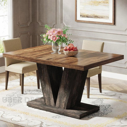 Gentlewood Dining Table Modern Mid Century Scandinavian Style With Solid Wood Legs for Dining Room Kitchen Dining Area