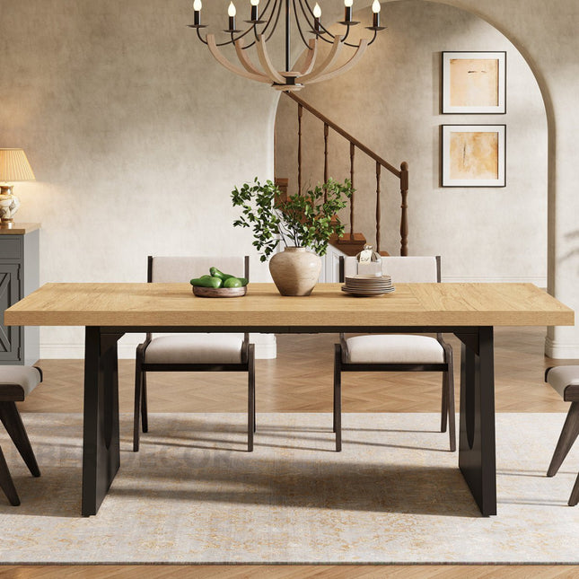 Meadow Gather Solid Wood Dining Table Modern Contemporary Design with Sculptural Base for Dining Room