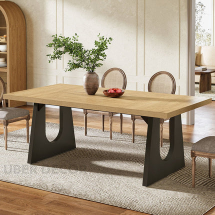 Meadow Gather Solid Wood Dining Table Modern Contemporary Design with Sculptural Base for Dining Room