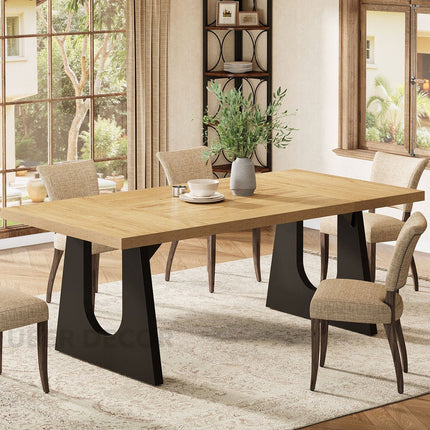 Meadow Gather Solid Wood Dining Table Modern Contemporary Design with Sculptural Base for Dining Room