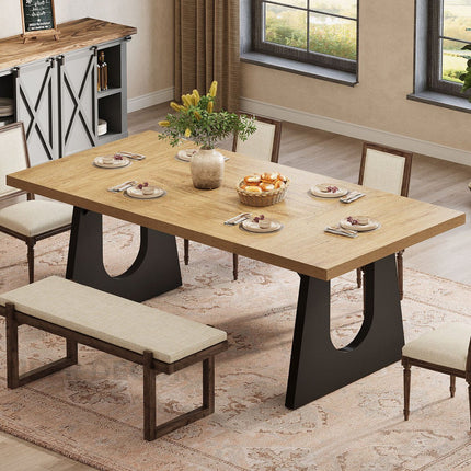 Meadow Gather Solid Wood Dining Table Modern Contemporary Design with Sculptural Base for Dining Room