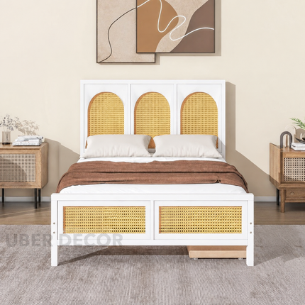 TeakTide Arched Rattan Platform Customisable Bed for Modern Boho Bedrooms