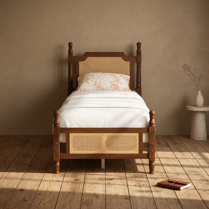 TeakTrove Traditional Cane Panel Four-Poster Customisable Bed for Heritage Bedrooms