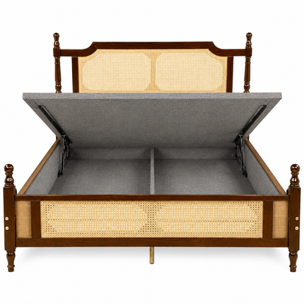 TeakTrove Traditional Cane Panel Four-Poster Customisable Bed for Heritage Bedrooms