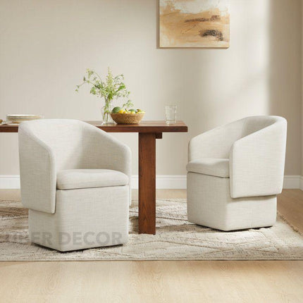 Kiva Modern Storage Dining Chair Custom Made Barrel Back Design with Hidden Compartment Ideal for Dining Room Living Area - Uber Decor