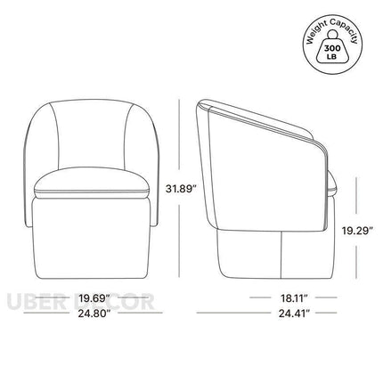 Kiva Modern Storage Dining Chair Custom Made Barrel Back Design with Hidden Compartment Ideal for Dining Room Living Area - Uber Decor