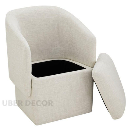 Kiva Modern Storage Dining Chair Custom Made Barrel Back Design with Hidden Compartment Ideal for Dining Room Living Area - Uber Decor