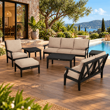 Terranook Outdoor Sofa, Chair & Table Set Classic Patio Seating Ensemble for Lawns, Courtyards & Veranda Spaces
