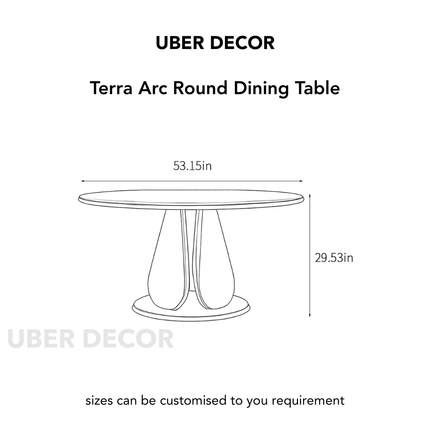 Terra Arc Round Dining Table Japandi Mid Century Modern Design Solid Wood Pedestal Legs Dining Table for Modern Homes