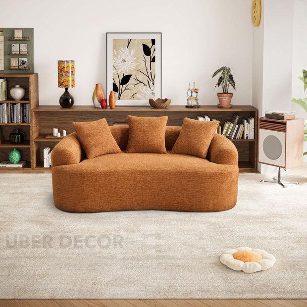 Oslen Japandi Curved Sofa – Oversized Wabi Sabi Style Couch for Living Room - Uber Decor
