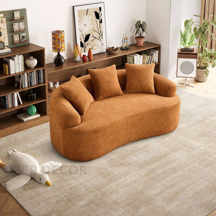 Oslen 62" 2-Seater Japandi Curved Loveseat – Oversized Wabi Sabi Style Couch for Living Room