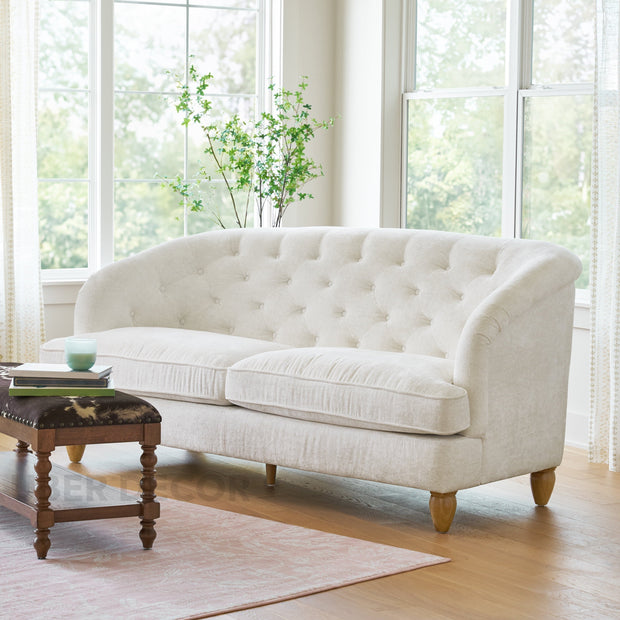 Nestrel Rolled‑Back 3‑Seater Tufted Sofa – Traditional American Modern Couch for Living Room - Uber Decor