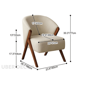 Casa Luxe Waiting Area Chair Mid Century Modern Scandinavian Inspired Solid Wood Legs Fixed Base Reception Chair Living Room and Lounge - Uber Decor