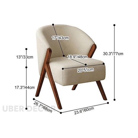 Casa Luxe Waiting Area Chair Mid Century Modern Scandinavian Inspired Solid Wood Legs Fixed Base Reception Chair Living Room and Lounge - Uber Decor