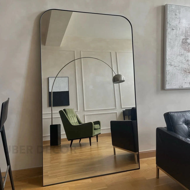 Aurora Arch- Round Edged Rectangle Standing Floor Mirror- Big Sized Mirror for Bedroom, Clothing Store or Wardrobe Area