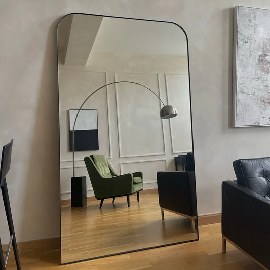 Aurora Arch- Round Edged Rectangle Standing Floor Mirror- Big Sized Mirror for Bedroom, Clothing Store or Wardrobe Area