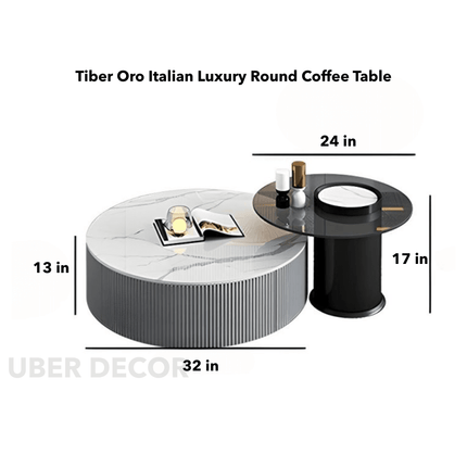 Tiber Oro Italian Luxury Round Coffee Table – Polished Calacatta Marble Top with Gold-Plated Stainless Steel Base, High-Gloss Finish – Minimalist Centerpiece for Lounge and Living Suites