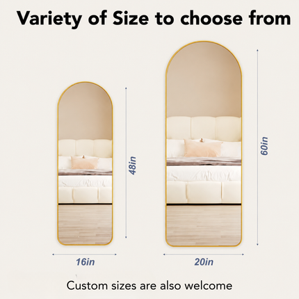 Urban Arch Metal Frame Full Length Bedroom Floor Mirror- without stand