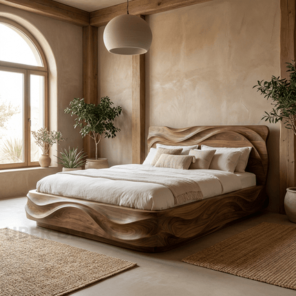 Timberwave Rest Bed – Sculptural Solid Wood Bed for Bedroom