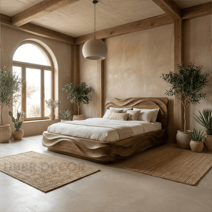 Timberwave Rest Bed – Sculptural Solid Wood Bed for Bedroom
