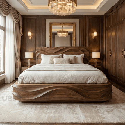 Timberwave Rest Bed – Sculptural Solid Wood Bed for Bedroom