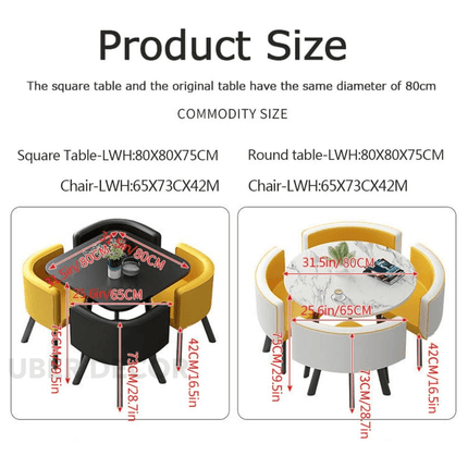 Luna Compact Modern Round Dining Set – Contemporary Scandinavian with Custom Stone Top & Upholstery, 4 Seater for Kitchen or Small Dining Room