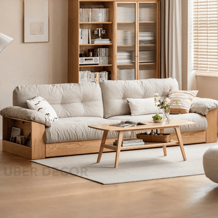 Juneau Wooden Sofa Modern Rustic Couch with Deep Cushions for Living Room