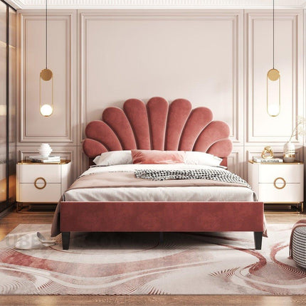 Blush Petal Bed – Floral Headboard Luxury Designer Bed